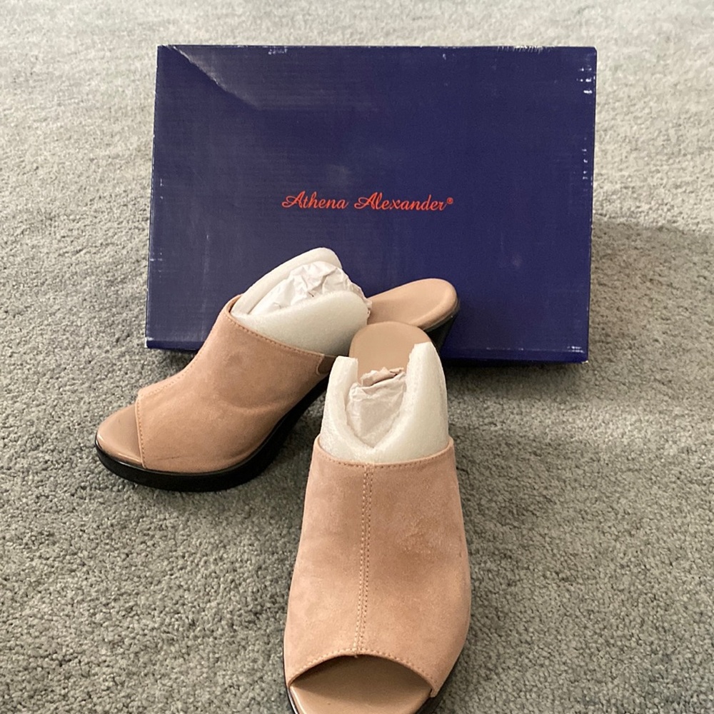 Athena Alexander blush suede heels